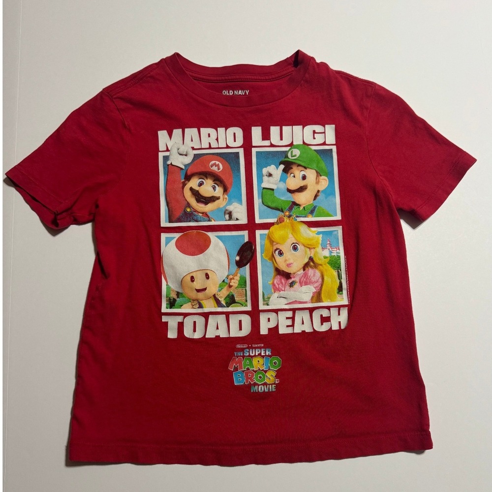 Old Navy Kids Super Mario Bros Movie Graphic T-Shirt Red Size M 8 Mario Luigi
